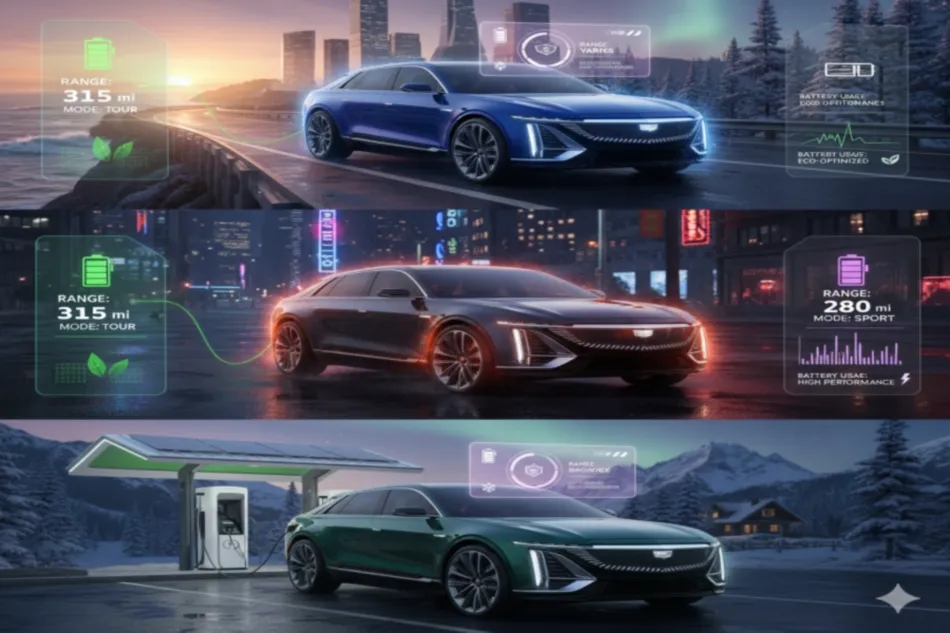 do the driving modes in cadillac lyriq offer different ranges or battery usages?